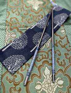 Látkové pouzdro na jídelní hůlky Modré Stromy 